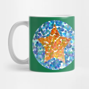 Gold Dotty Star on Blue Mug